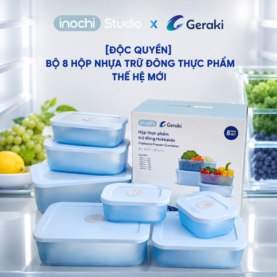 [LIVE] Bộ 8 hộp trữ đông Inochi, Bảo Quản Tươi Ngon, An toàn, nhiều kích cỡ, hộp thực phẩm, Chịu nhiệt tốt