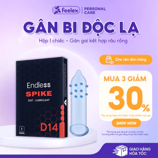 Bao cao su Endless gân gai, râu rồng, bi nổi đa dạng, nhiều gel bôi trơn - Hộp 01 bcs