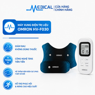 Máy xung điện trị liệu OMRON HV-F030 công nghệ TENS tiên tiến với hệ thống đệm điện cực (pad)