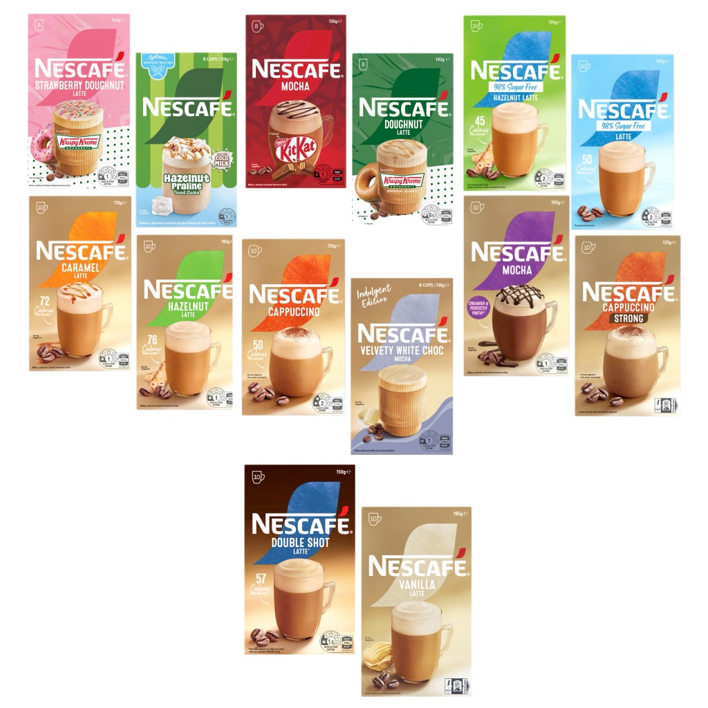 [HÀNG NHẬP ÚC BAY AIR FULL BILL] Nescafe Coffee Sachets - Hộp cà phê hoà tan Nescafe nhiều vị