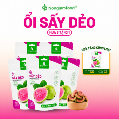 [5 Túi Tặng 1] Combo 5 túi Ổi Sấy Dẻo Nonglamfood túi 100g, Ăn vặt tốt cho sức khỏe, Healthy Snack