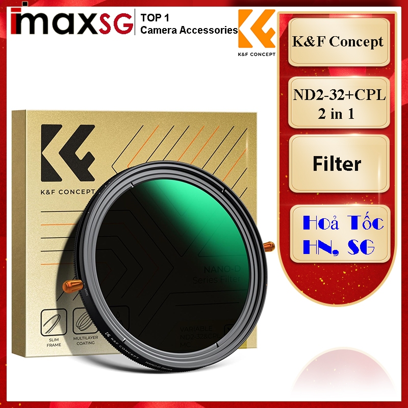 Kính lọc Filter K&F Concept D Series ND2-32+CPL 2 in 1, Chính Hãng