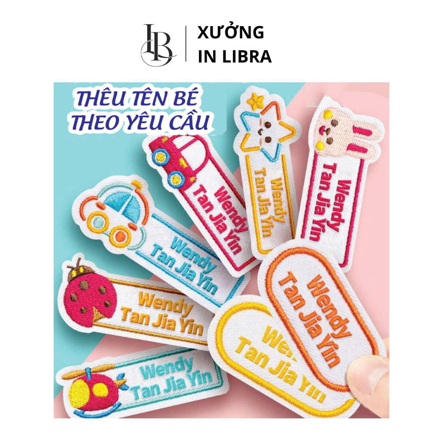 PATCH ỦI Thêu Tên Bé Theo Yêu Cầu - Thêu Vi Tính - dùng để ủi-may vào áo, quần, balo - bảng tên thêu