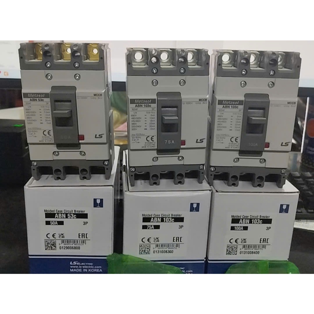 LS CHÍNH HÃNG-  Aptpmat , CB Khối , MCCB , Cầu Dao Tự Động 3 Pha 50A/75A /100A  18Ka/22KA Dòng ABN53