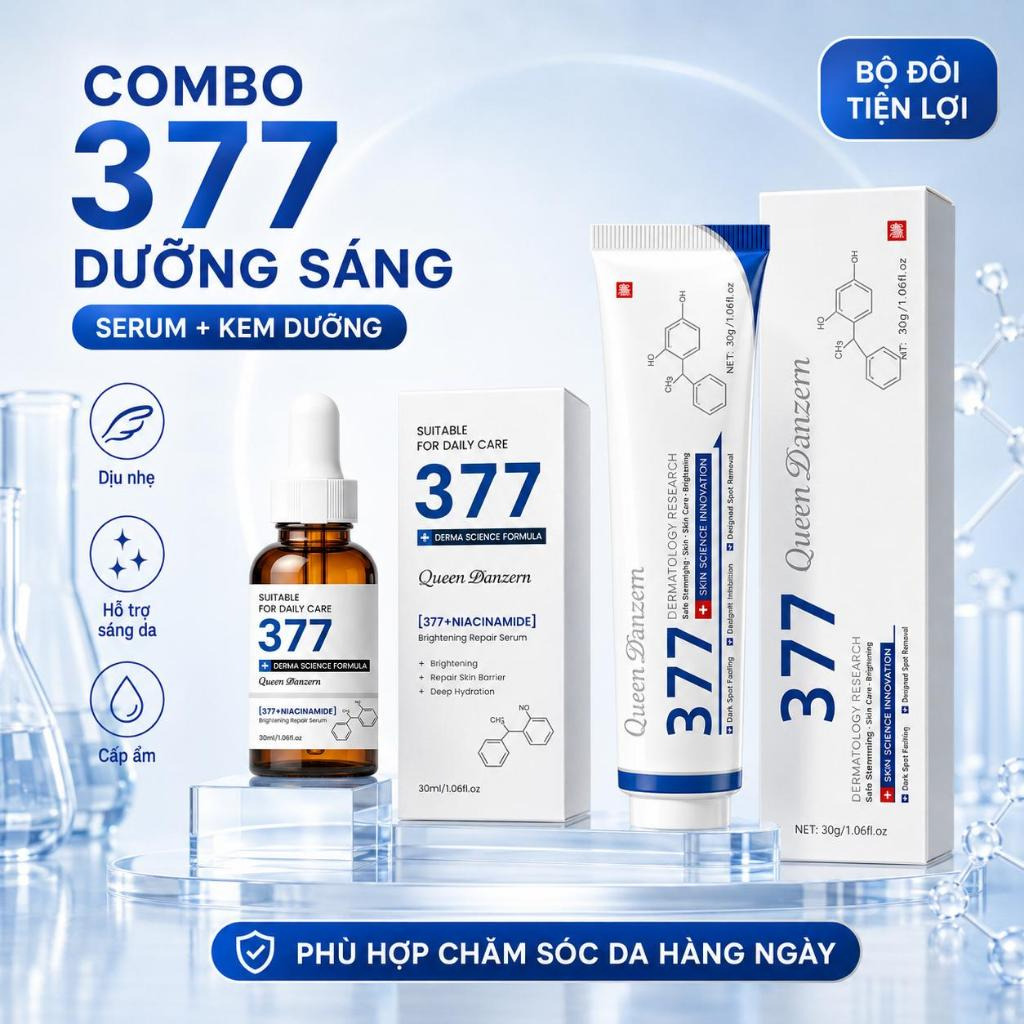 COMBO Serum Tinh chất làm sáng da Danzeen 377 và Bộ kem làm trắng da 377