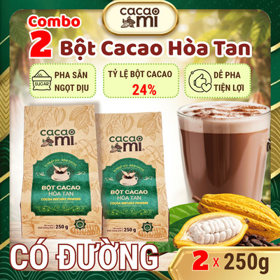 Bột Cacao Hòa Tan CacaoMi Pha Sẵn Ngọt Dịu - Vị Chocolate Đậm Nguyên Chất (50g/250g/500g)