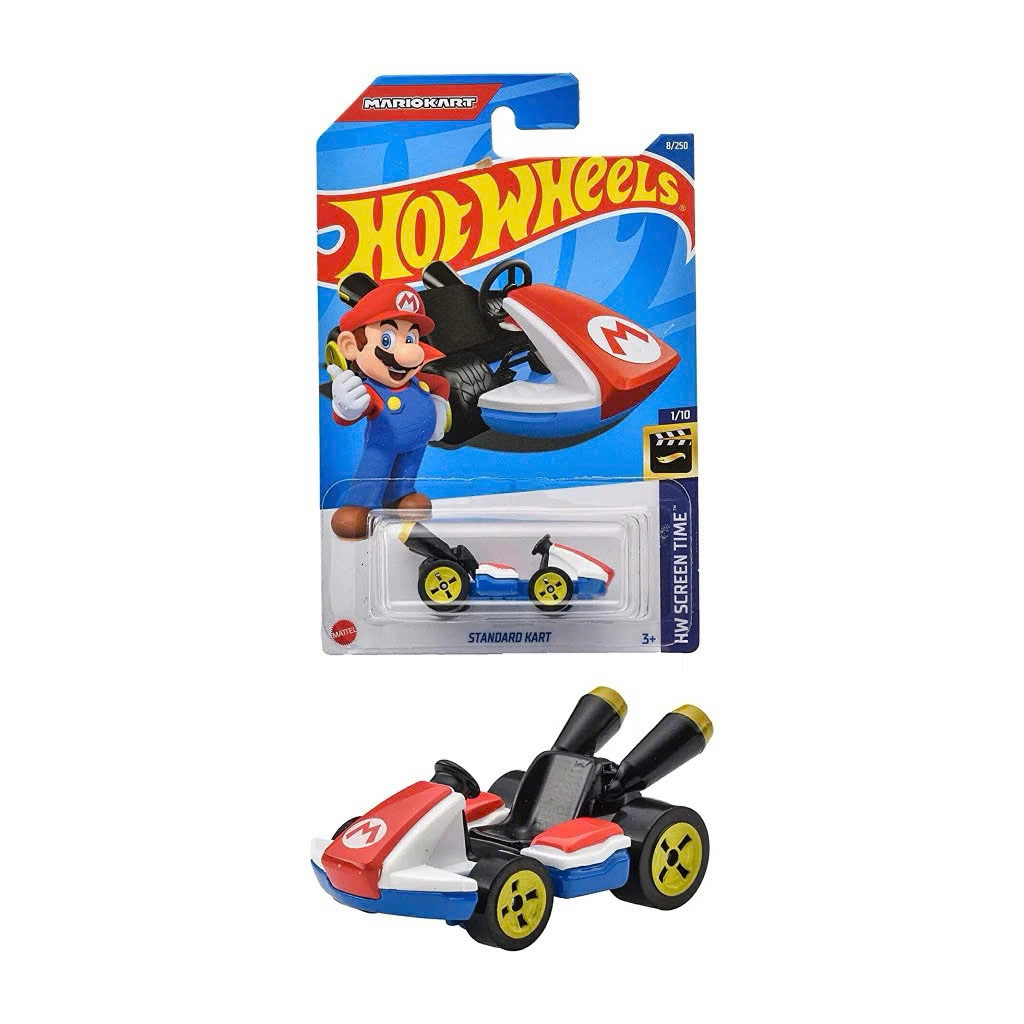Hot Wheels Mario Kart – Standard Kart (Mario) – Xe mô hình chính hãng Mattel