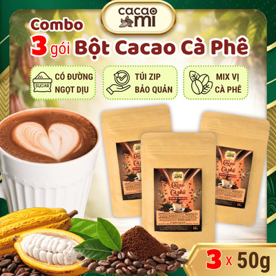 Combo 3 gói bột cacao cafe Thức uống sô cô la vị cà phê đậm ca cao thượng hạng CACAOMI 25g/50g/357g