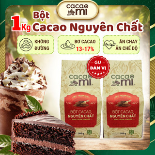 Bột ca cao nguyên chất không đường Cacao Mi Premium gu đậm làm bánh pha thức uống socola trà sữa 1kg
