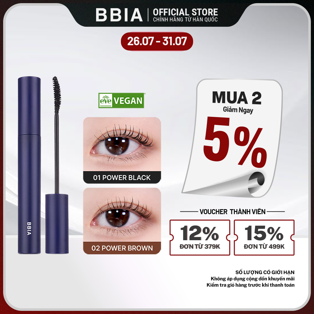 Mascara dày mi, chống lem BBIA Never Die Mascara 7g