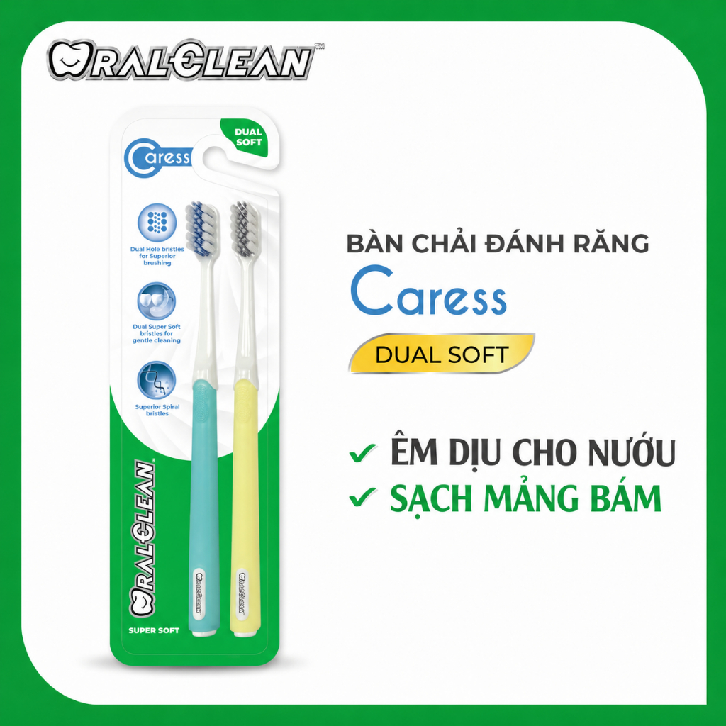 Combo 2 Bàn Chải Đánh Răng OralClean Caress Dual Soft