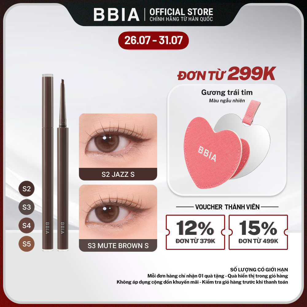 Chì Kẻ Mắt Bbia Last Auto Gel Eyeliner Slim (5 màu) 0.1g Bbia Official Store