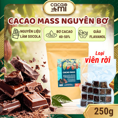 Cacao mass CacaoMi 100% nguyên chất không đường nguyên bơ giàu falvanol làm chocolate 70g/250g/500g