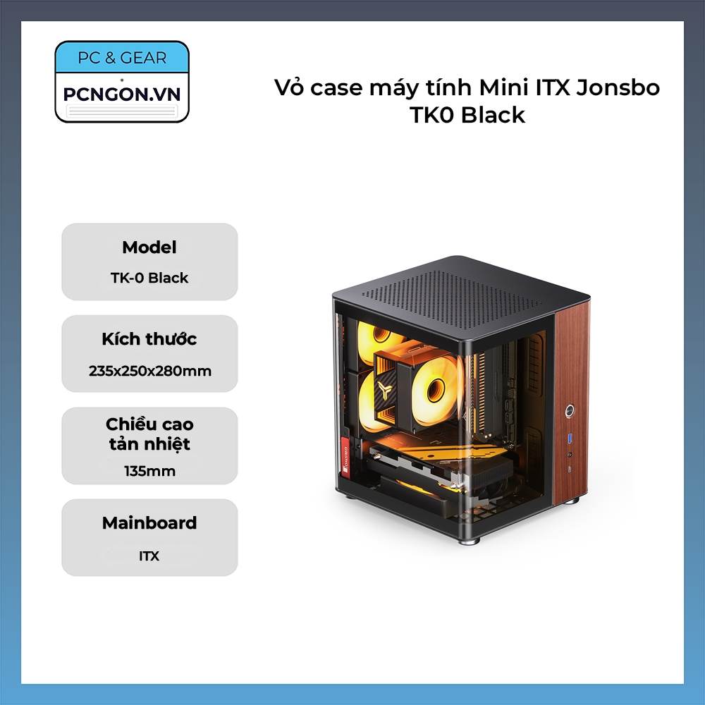 [PCNGON] Vỏ case máy tính Mini ITX Jonsbo TK0 Black