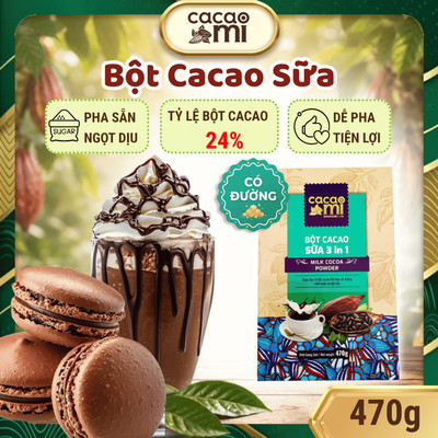 Thức uống socola Bột cacao sữa hoà tan 3in1 thơm ngon CacaoMi đặc sản Việt Nam quà biếu tặng 470g