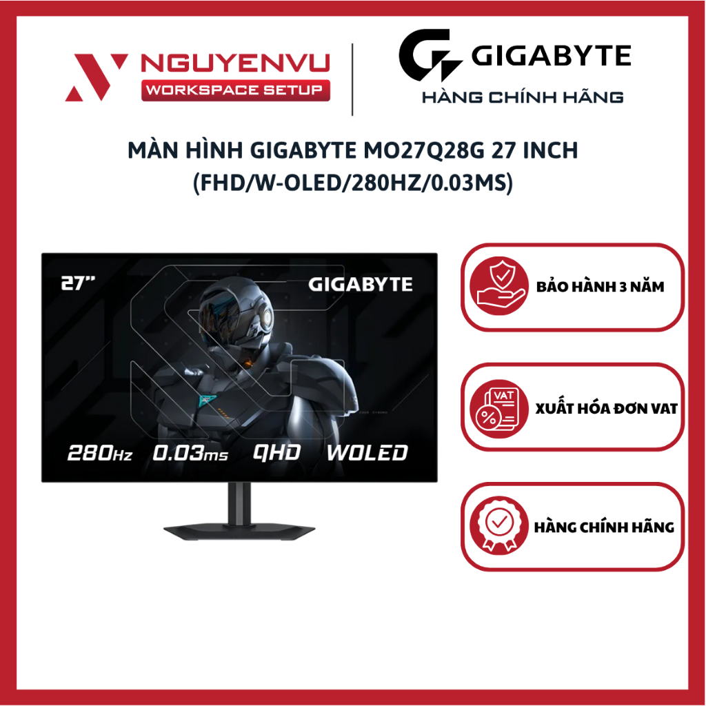 Màn Hình Gaming GIGABYTE MO27Q28G 27 inch (FHD/W-OLED/280Hz/0.03ms) - Hàng Chính Hãng
