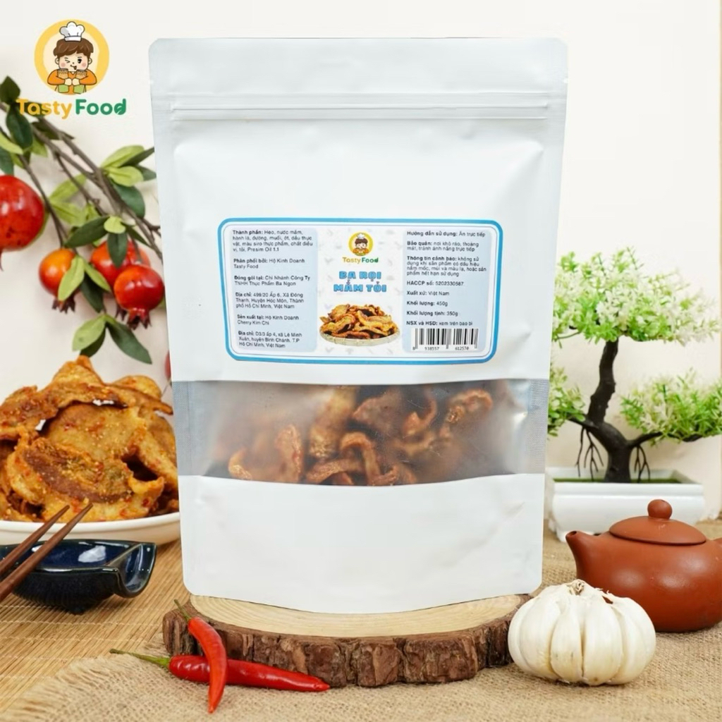 1Kg Ba Rọi 2 Túi Zip 500g - Ba Rọi Mắm Tỏi Cô Ba Tasty