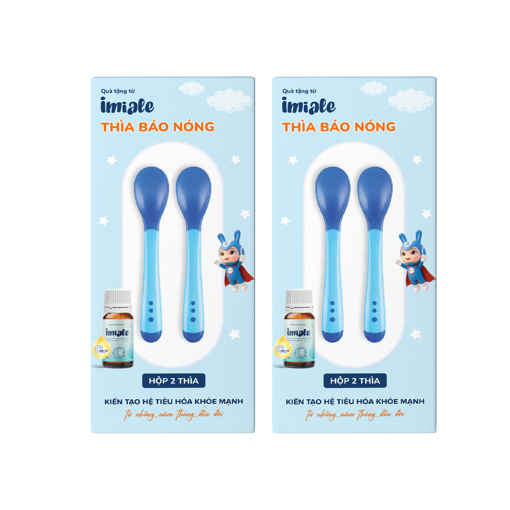 [QUÀ TẶNG KHÔNG BÁN] 02 Set 2 thìa ăn dặm báo nóng Imiale