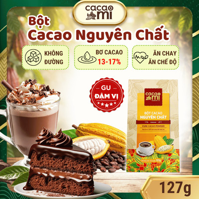 Thức uống socola Bột ca cao nguyên chất gu đậm Cacao Mi Premium làm quà biếu tặng 127g