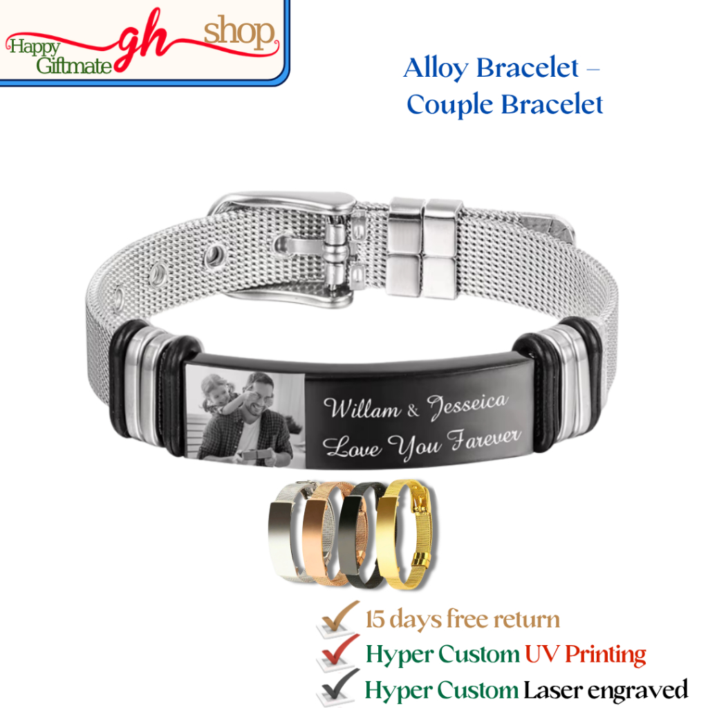 Vòng Tay Khắc Tên Cặp Đôi Tình Yêu GH Shop. Vòng Tay Đôi, Vòng Tay Hợp Kim Làm Quà Tặng Người Yêu, B