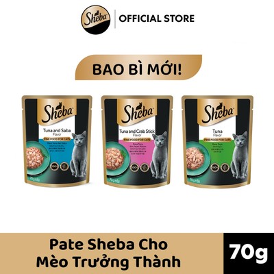 SHEBA Pate Cho Mèo Sành Ăn - Thức ăn cho mèo lớn dạng sốt 70g
