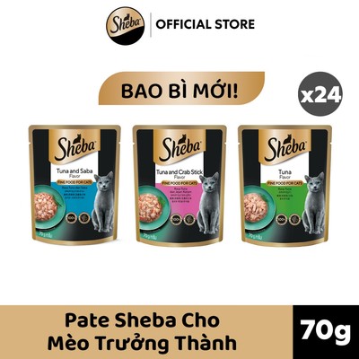 SHEBA Pate Cho Mèo Sành Ăn - Thức ăn cho mèo lớn dạng sốt 70g – 24 gói