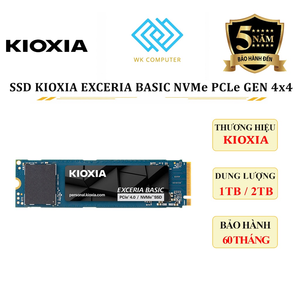 Ổ Cứng SSD M.2 NVMe PCIe Gen 4x4 Kioxia Exceria Basic 1TB / 2TB | Mới, Bảo Hành 5 Năm