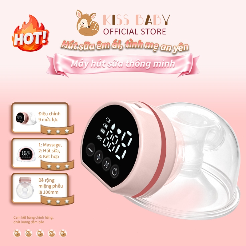 KISS BABY Máy Hút Sữa Bằng Điện, Có Thể Sạc Lại Và Cầm Tay, Kích Thước Phễu 24MM, 180ML, 3 Chế Độ