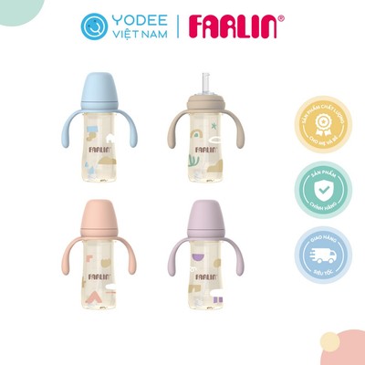 Farlin Bình nước PPSU 360 độ có van chống sặc và tay cầm cho bé tập uống nước 270ml (nắp tháo rời)