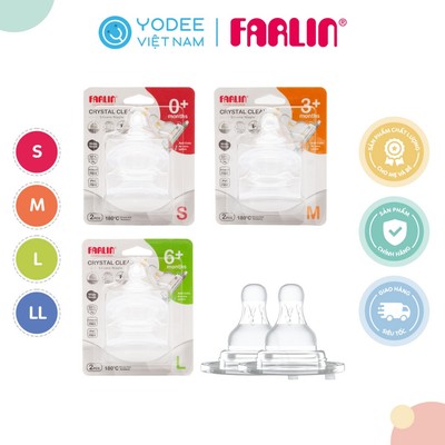 Farlin Núm ti thay thế tiện lợi cho bình sữa PP cổ rộng phù hợp với từng giai đoạn của bé (set 2 cái)