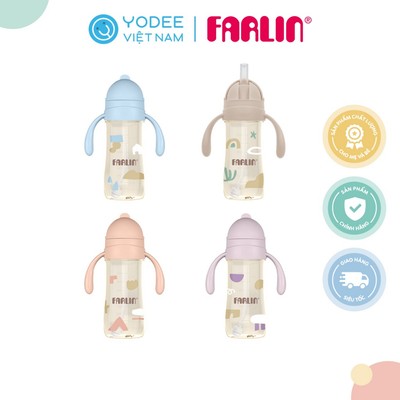 Farlin Bình nước PPSU 360 độ có van chống sặc và tay cầm cho bé tập uống nước 270ml (nắp trượt)