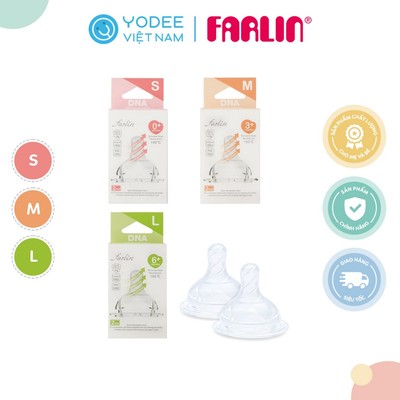 Farlin Núm ti thay thế tiện lợi cho bình sữa thủy tinh cổ rộng phù hợp với từng giai đoạn của bé (set 2 cái)