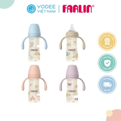 Farlin Bình sữa PPSU smart drink cao cấp, núm ti silicone siêu mềm chống đầy hơi cho bé, có tay cầm tiện lợi 270ml