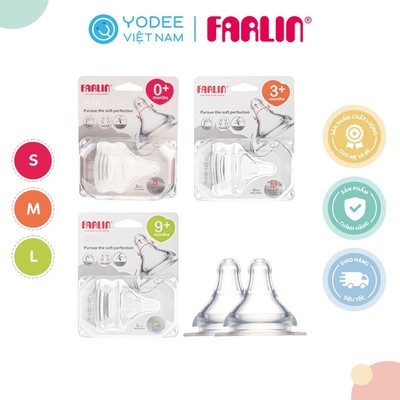 Farlin Núm ti thay thế tiện lợi cho bình sữa PPSU cổ rộng phù hợp với từng giai đoạn của bé (set 2 cái)