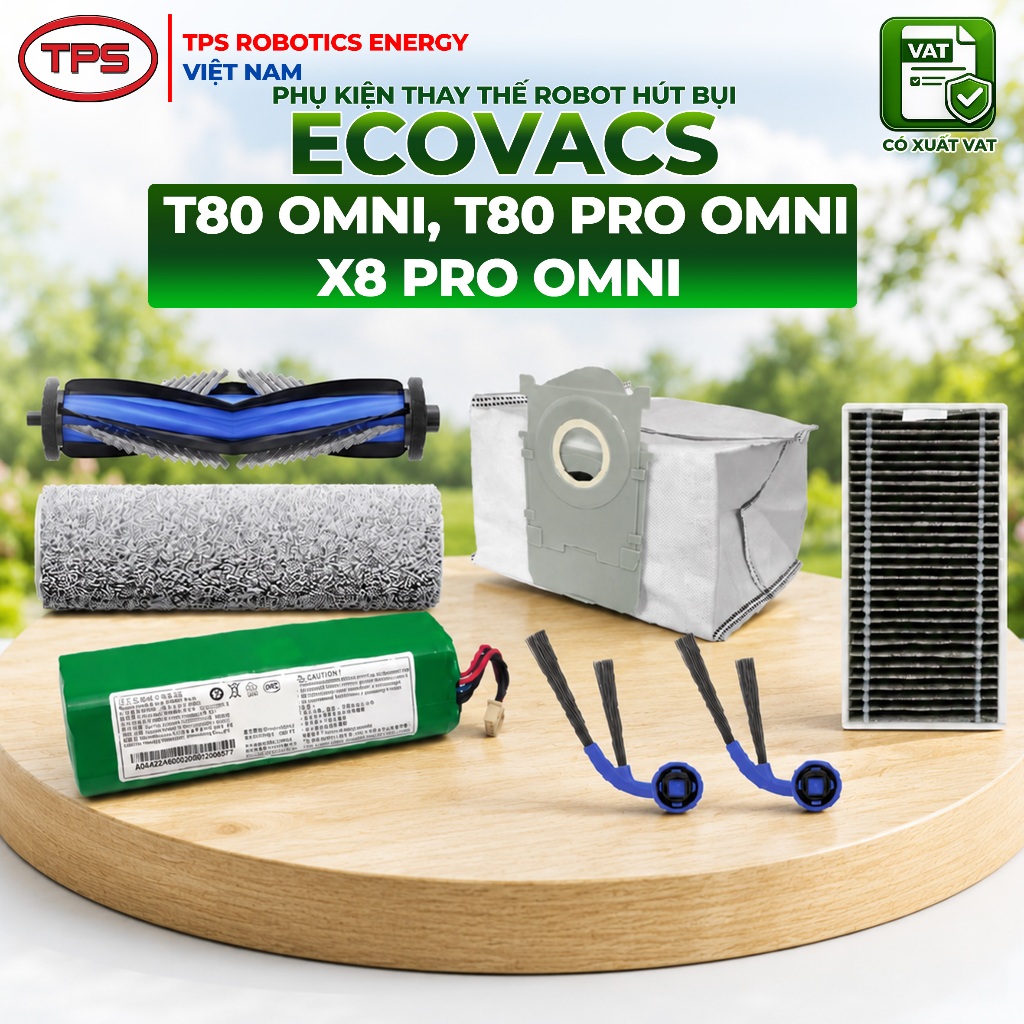 PHỤ KIỆN ROBOT HÚT BỤI ECOVACS T80 OMNI, T80 PRO OMNI, X8 PRO OMNI  ( CHỔI, LỌC HEPA, GIẺ LAU, TÚI R
