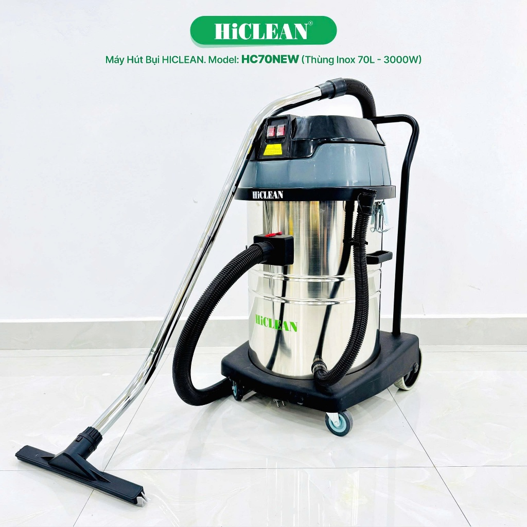 MÁY HÚT BỤI CÔNG NGHIỆP HICLEAN MODEL HC70 NEW (3000W) –  3000W (2 MOTOR CỰC MẠNH)
