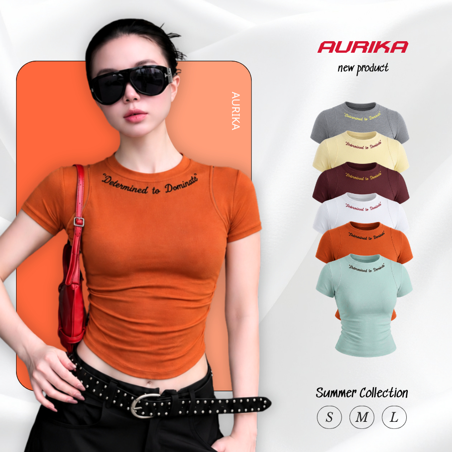 Áo Thun Croptop Nữ Bodyfit Cổ Tròn Tay Ngắn Co Giãn 4 Chiều - Áo Baby Tee Ôm Dáng Hot Trend 2026 V33 Có Độ Thắt Ở Eo