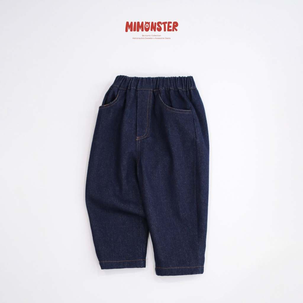 [MIMONSTER] Quần jeans Awesome xanh navy mềm thoáng cho bé trai hiện đại