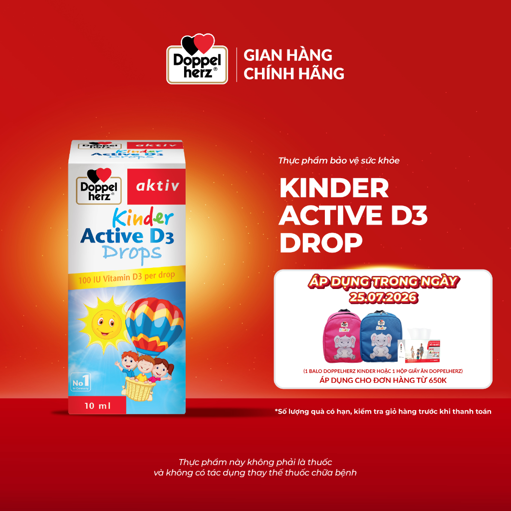 Vitamin D3 Drops Doppelherz Aktiv Kinder Active D3 Drops (chai 10ml)