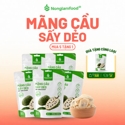 [5 Túi Tặng 1] Combo 5 Túi Mãng Cầu Sấy Dẻo NONGLAMFOOD Loại 1 Chuẩn Xuất Khẩu Ăn Vặt Healthy 100g
