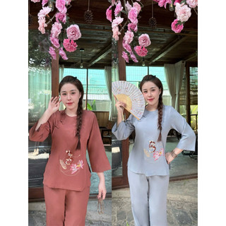 Sò Tâm Kate Lụa Nữ # Đồ Bộ Nữ Đi Chùa #dolamdichua #quanaonu #dolamnuxinh #