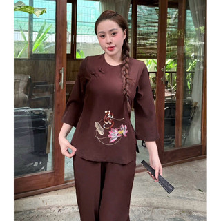 Sò Tâm Kate Lụa Nữ # Đồ Bộ Nữ Đi Chùa #dolamdichua #quanaonu #dolamnuxinh #