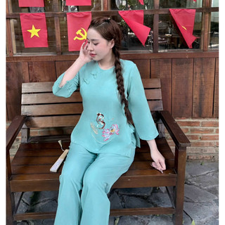 Sò Tâm Kate Lụa Nữ # Đồ Bộ Nữ Đi Chùa #dolamdichua #quanaonu #dolamnuxinh #