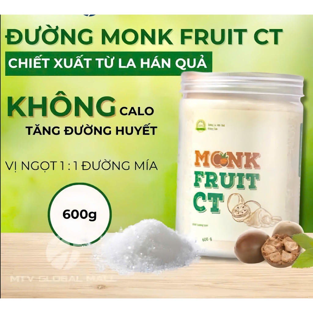 Đường ăn kiêng La hán quả Organic Hữu cơ MonkFruit CT Pharma 600 gram