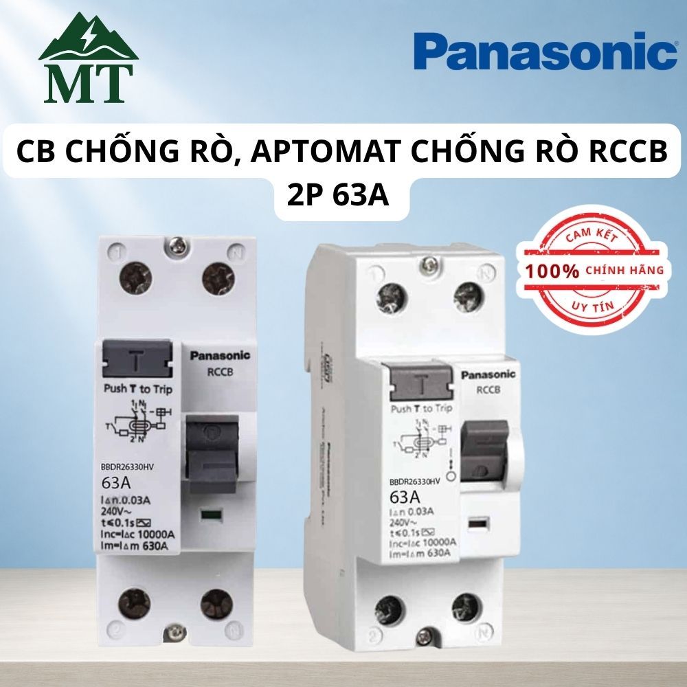 CB chống rò, Aptomat chống rò Panasonic RCCB 2P 25A - 63A BBDR Series