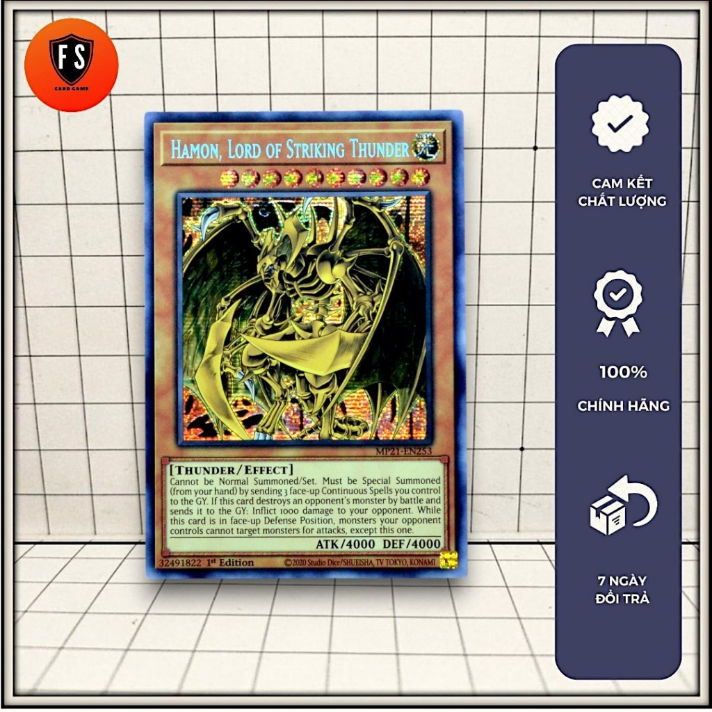 [ FSshop] Thẻ bài Yugioh chính hãng  Hamon, Lord of Striking Thunder (Prismatic Secret Rare)