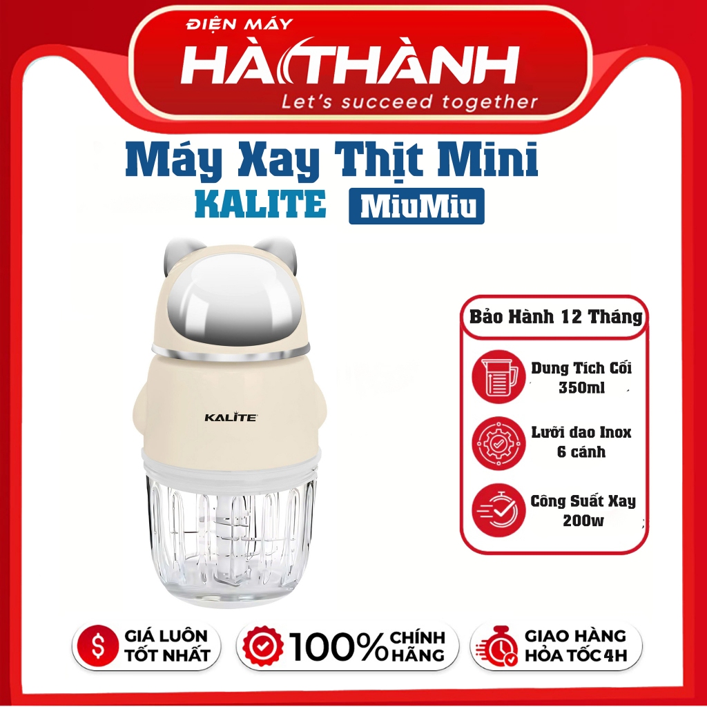 Máy Xay mini Kalite MiuMiu, Công Suất 200w Lưỡi Dao 6 Cánh, Cối Thủy Tinh Cao Cấp, Hàng Chính Hãng