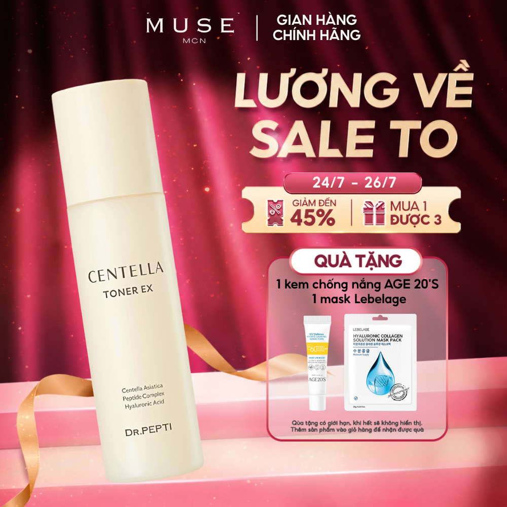 [MẪU MỚI] Nước Hoa Hồng Dưỡng Da Cấp Ẩm, Căng Bóng Dr.Pepti Centella Toner Ex 180ml