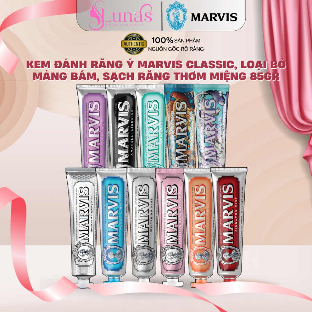 Kem Đánh Răng Ý Marvis Classic, Loại Bỏ Mảng Bám, Sạch Răng Thơm Miệng 85gr