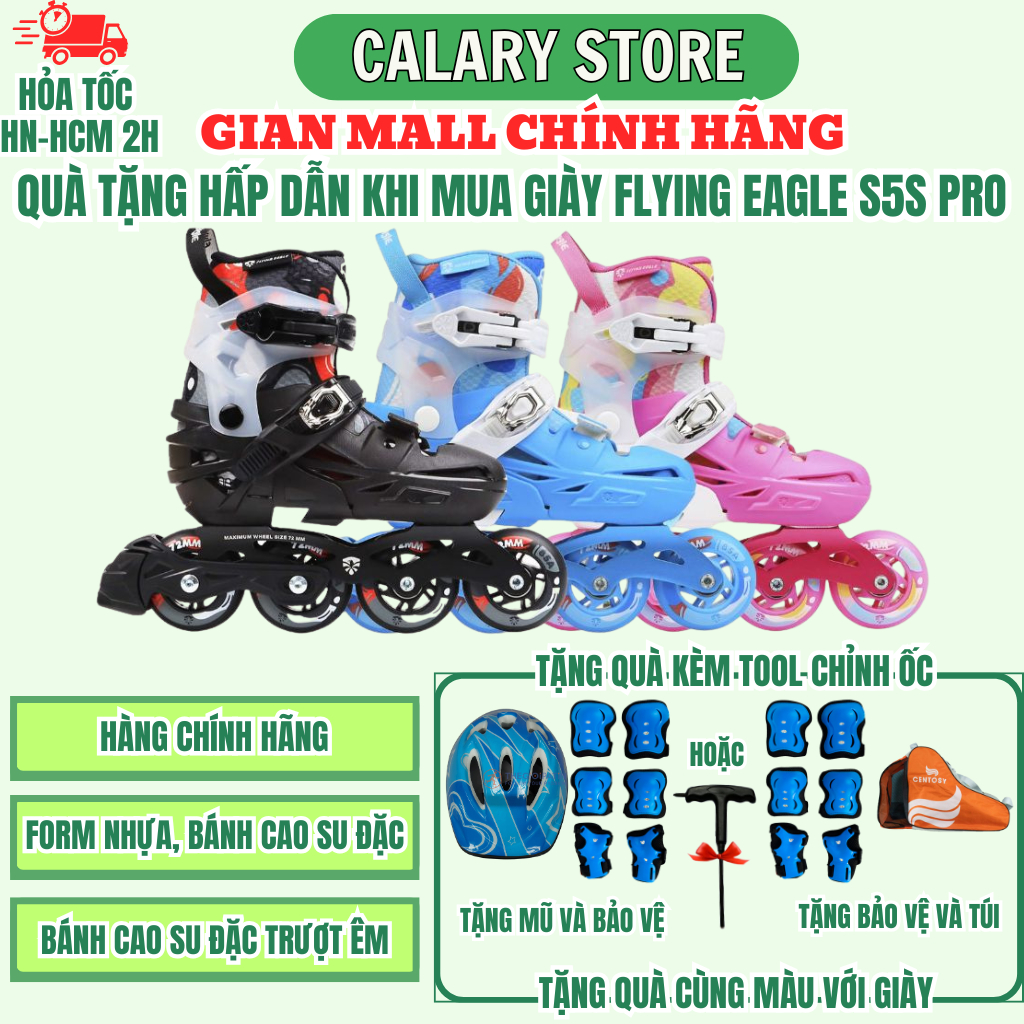 [Tặng BH Và Mũ] Giày Patin Trẻ Em Cao Cấp Centosy Flying Eagle S5S Pro Chính Hãng- Frame Hợp Kim Nhô